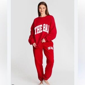 NWT The Bar Varsity Sweatshirt and Sweatpants in Ruby